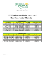 CDL Schedule 2024-25